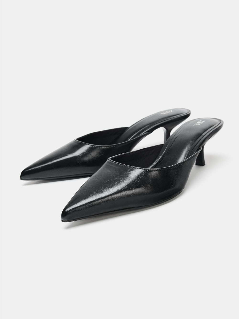 Zara Pointed-Toe Black Mule Heels